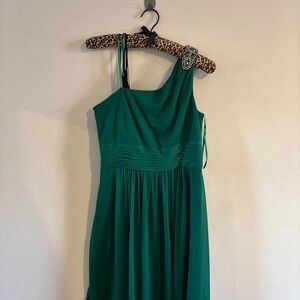 LuLaRoe One-Shoulder Dress in Emerald Green